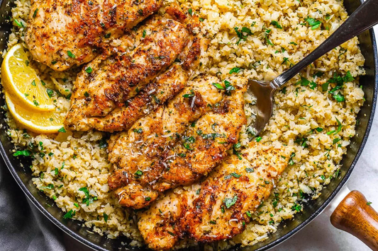 15-Minute Garlic Butter Chicken with Parmesan Cauliflower
